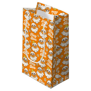 Sacola Para Presentes Pequena Ghost Ghost Retro Spooky Boo Laranja