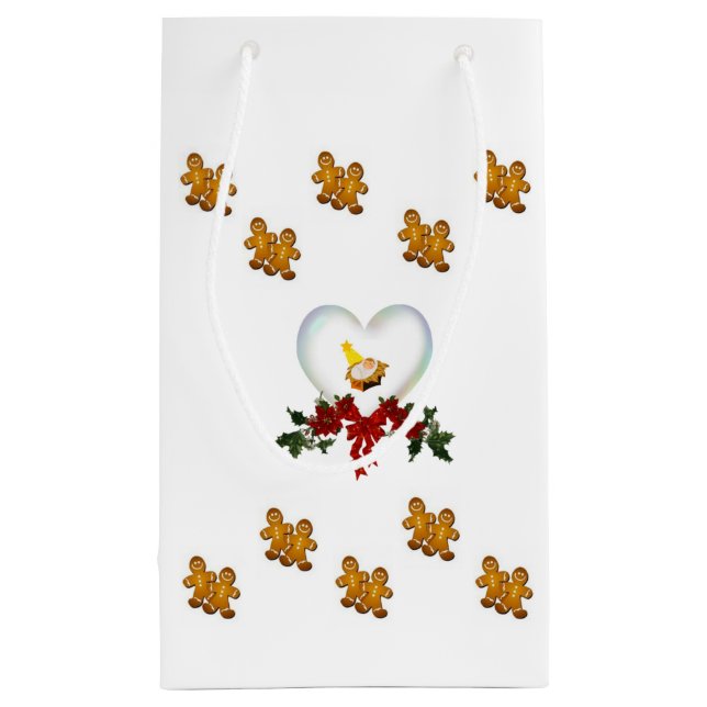 Sacola Para Presentes Pequena Gift Bag Christmas Gingerbird Man (Verso)