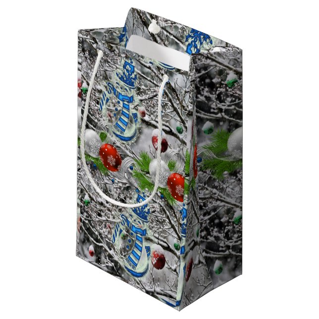 Sacola Para Presentes Pequena Gift Bag Christmas Snowman (Frente inclinada)