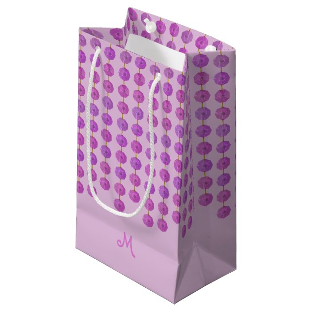 Sacola Para Presentes Pequena Gift Bag Gift Monogramas de cristal rosa (Frente inclinada)