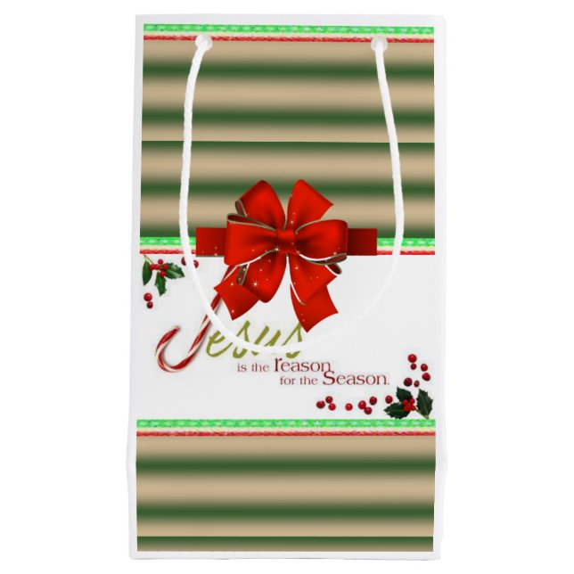Sacola Para Presentes Pequena Gift Bag Natal Jesus (Frente)