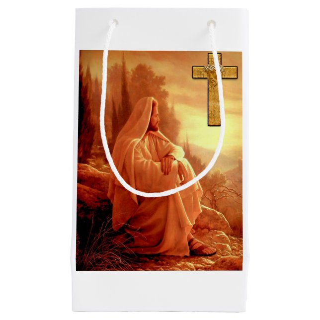 Sacola Para Presentes Pequena Gift Bag Natal Jesus (Frente)