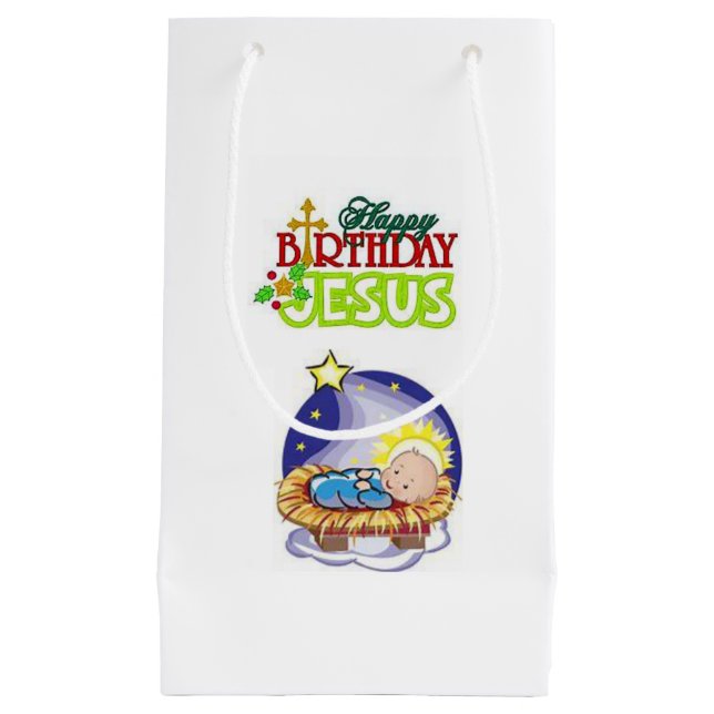 Sacola Para Presentes Pequena Gift Bag Natal Jesus (Frente)
