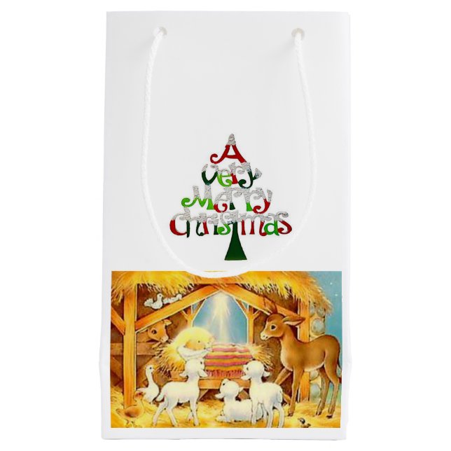 Sacola Para Presentes Pequena Gift Bag Natal Jesus (Frente)