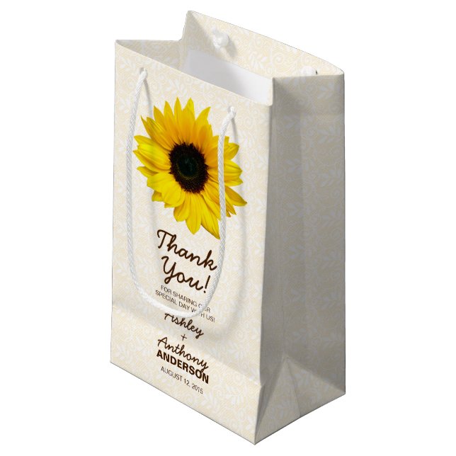 Sacola Para Presentes Pequena Gift Bag Sunflower Yellow Lace (Frente inclinada)