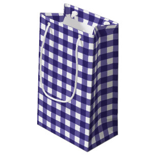 Sacola Para Presentes Pequena Gingham azul marinho