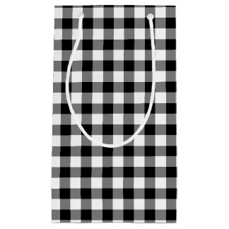 Sacola Para Presentes Pequena Gingham Preto E Branco