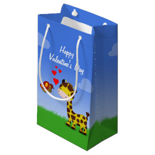 Sacola Para Presentes Pequena Girafa e Dia de os namorados de borboleta