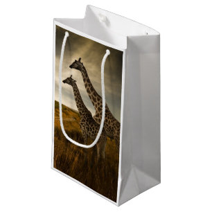 Sacola Para Presentes Pequena Girafas e a paisagem