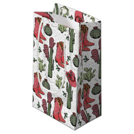 Sacola Para Presentes Pequena Girassol Country Cowgirl Pink e Green