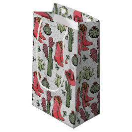 Sacola Para Presentes Pequena Girassol Country Cowgirl Pink e Green