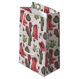 Sacola Para Presentes Pequena Girassol Country Cowgirl Pink e Green