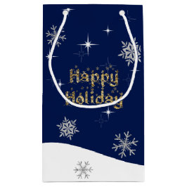 Sacola Para Presentes Pequena Glitter de Natal Simples Elegante