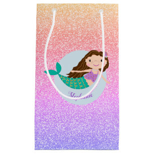 Sacola Para Presentes Pequena Glitter Sereia Bastante Personalizado