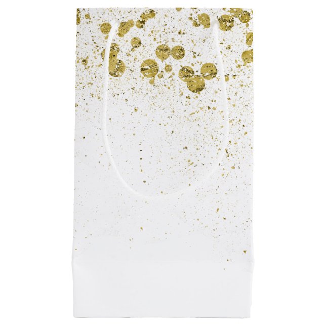 Sacola Para Presentes Pequena Glittery Dourado Confetti (Frente)