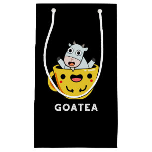 Sacola Para Presentes Pequena Goatea Funny Goat Tea Pun Dark BG