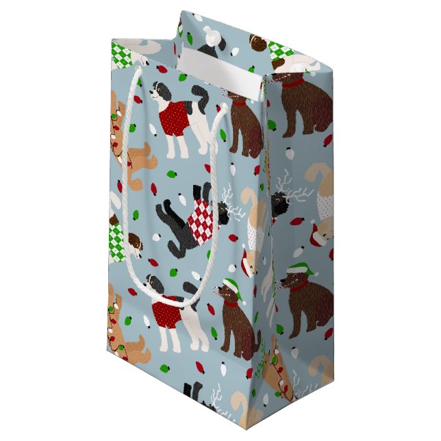 Sacola Para Presentes Pequena Goldendoodle de Natal Labradoodle Pequena Saco (Frente inclinada)