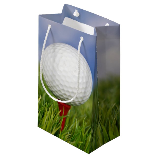 Sacola Para Presentes Pequena Golf Ball no tee (Frente inclinada)