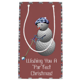 Sacola Para Presentes Pequena Golf Ball Snowman Natal