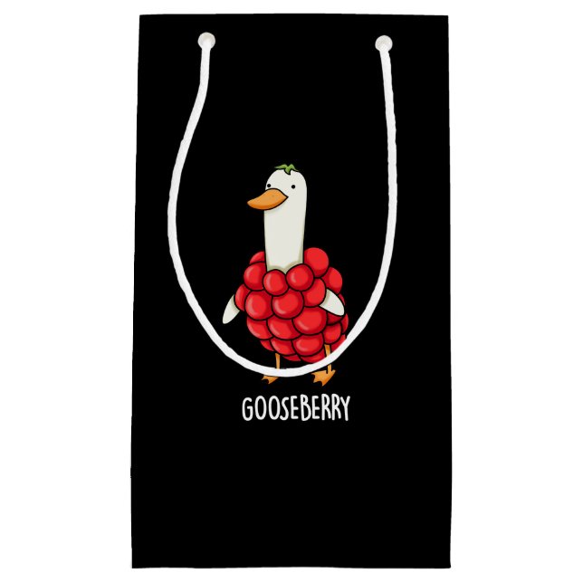 Sacola Para Presentes Pequena Gooseberry Funny Berry Pun Dark BG (Frente)