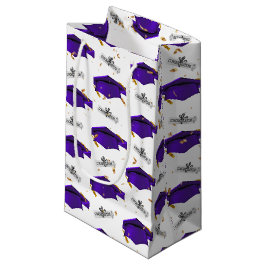 Sacola Para Presentes Pequena Gorro de Formatura Roxo com Diplomas