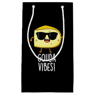 Sacola Para Presentes Pequena Gouda Vibes Piada de Queijo Engraçada BG Escuro