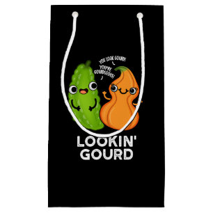 Sacola Para Presentes Pequena Gourd Engraçado Veggie Pun Dark BG
