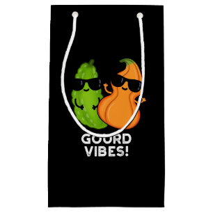 Sacola Para Presentes Pequena Gourd Vibes Funny Veggie Pun Dark BG