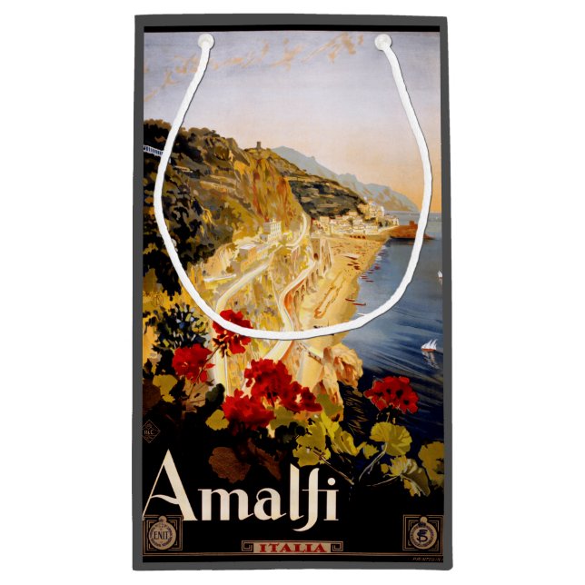 Sacola Para Presentes Pequena Gráfico de Arte do Poster de viagens Amalfi Itália (Verso)