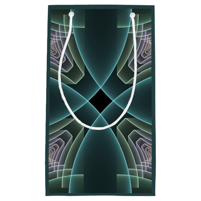 Sacola Para Presentes Pequena Gráfico de Arte Geométrica Teal Moderna (Frente)