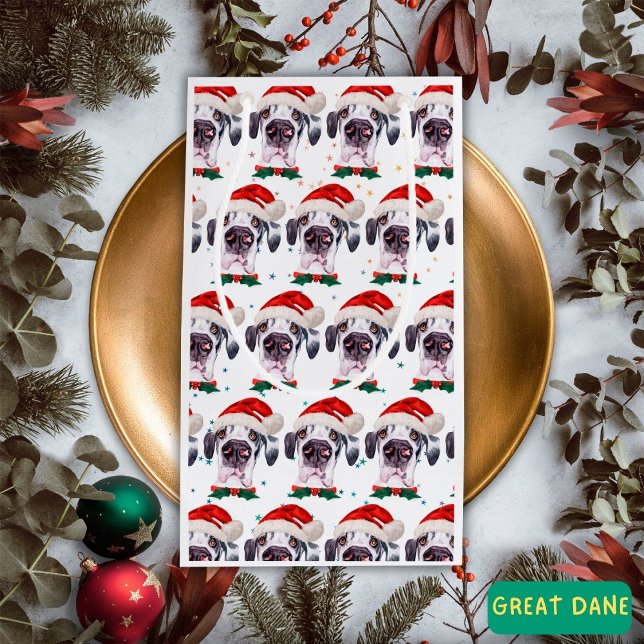 Sacola Para Presentes Pequena Great Dane Dog Breed Christmas Stars (Criador carregado)