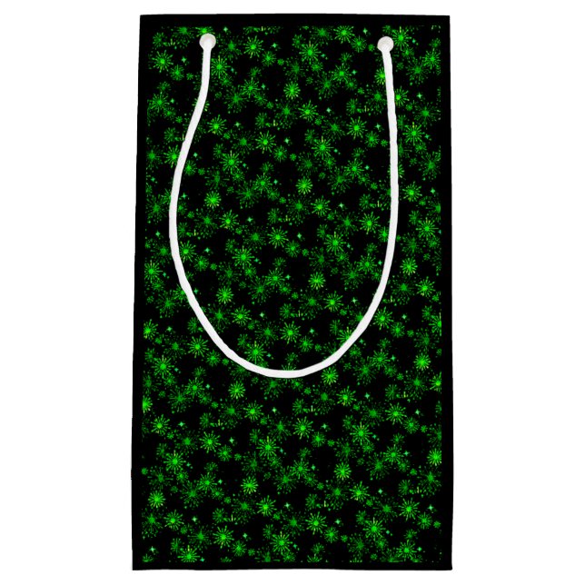 Sacola Para Presentes Pequena Green Lights Christmas Bag (Preto) (Frente)