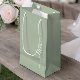 Sacola Para Presentes Pequena Green Sage Modern Script Girly Monographic Name