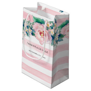 Sacola Para Presentes Pequena Grelhas largas do chip MODERN Watercolor w Rosas