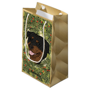 Sacola Para Presentes Pequena Grinalda de Rottweiler