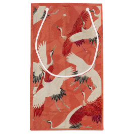 Sacola Para Presentes Pequena Gruas japonesas Red Kimono Gift Bag