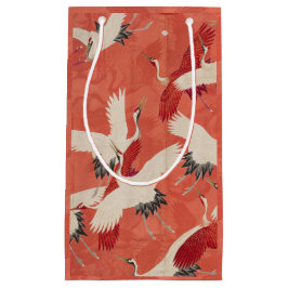 Sacola Para Presentes Pequena Gruas japonesas Red Kimono Gift Bag