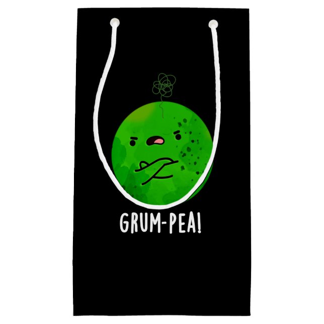 Sacola Para Presentes Pequena Grum-pea Funny Veggie Pun Dark BG (Frente)