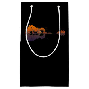 Sacola Para Presentes Pequena Guitar Lake Shadow Love Guitar Gift Music Lovers