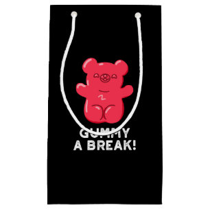 Sacola Para Presentes Pequena Gummy A Break Funny Candy Pun Dark BG