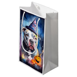 Sacola Para Presentes Pequena Halloween American Staffordshire Com Pumpkins