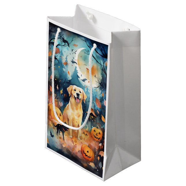 Sacola Para Presentes Pequena Halloween Lappund Finlandês Com Pumpkins Assustado (Frente inclinada)