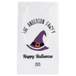 Sacola Para Presentes Pequena Halloween Purple Witch Hat Nome Personalizado