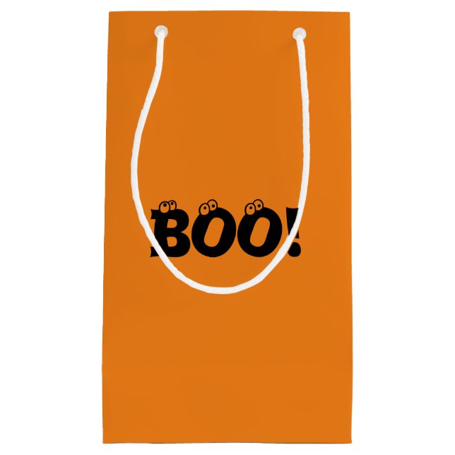 Sacola Para Presentes Pequena Halloween Scary Boo! Olhos, guloseimas de laranja  (Frente)