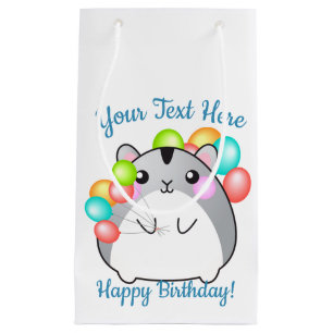 Sacola Para Presentes Pequena Hamster de Kawaii, Cinza bonita