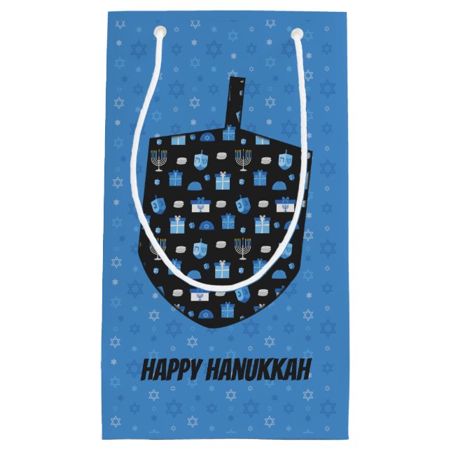 Sacola Para Presentes Pequena Hanukkah Dreidel Cutout (Frente)