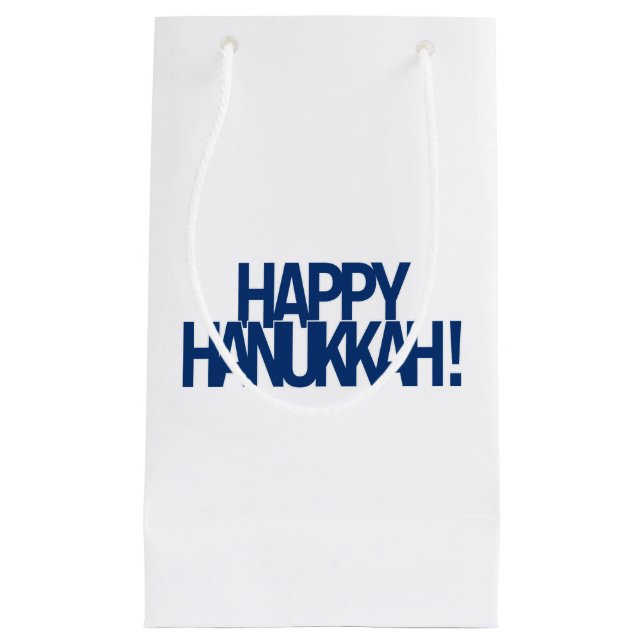 Sacola Para Presentes Pequena Hanukkah feliz! (Frente)