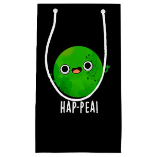 Sacola Para Presentes Pequena Hap-pea Funny Happy Pea Pun Dark BG