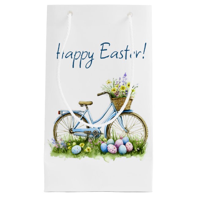 Sacola Para Presentes Pequena Happy Easter Watercolor Gift Bag (Frente)