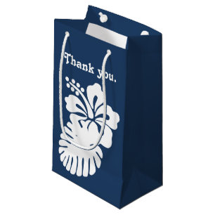 Sacola Para Presentes Pequena Hibiscus tropical em Marinho com a bolsa de presen